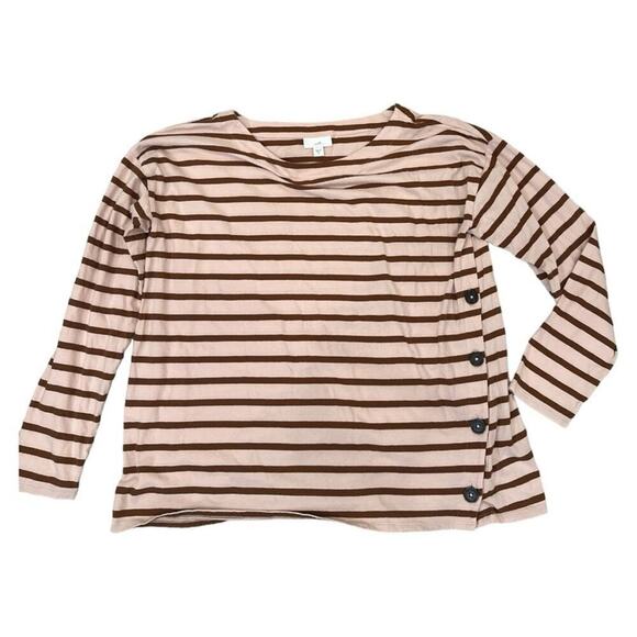 J.Jill - Striped Button Accent Crewneck Long Sleeve Top - Size Medium - Picture 9 of 11